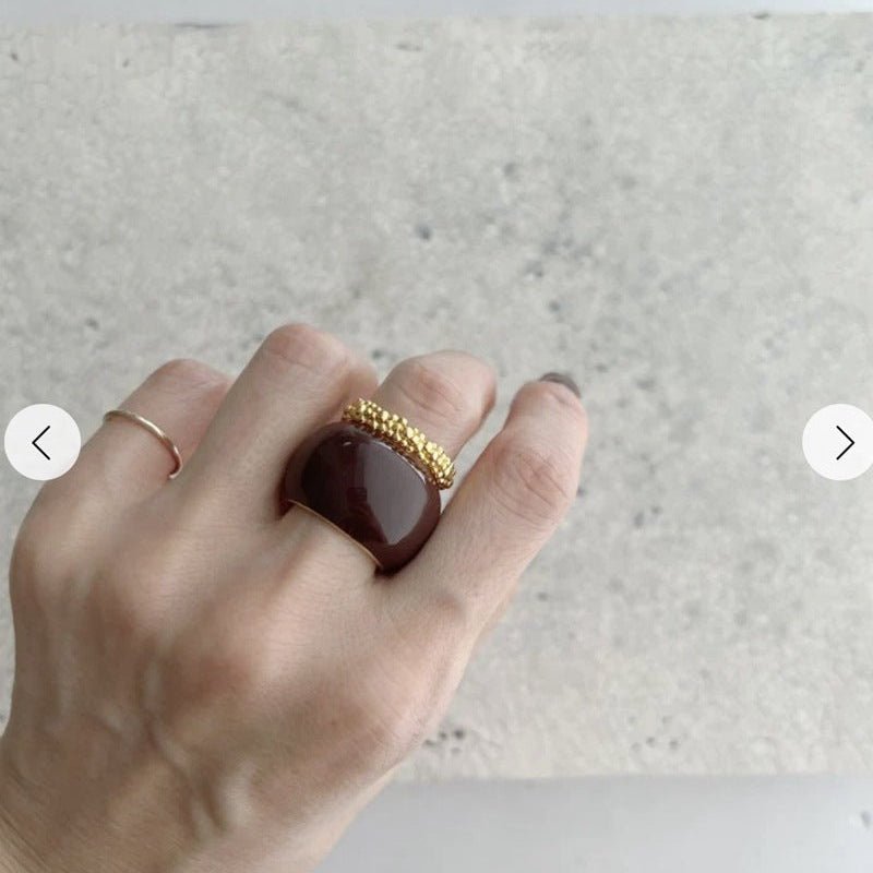 Sculptural Caviar Beaded Band Ring - floysun