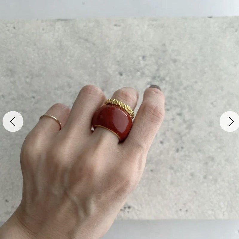 Sculptural Caviar Beaded Band Ring - floysun