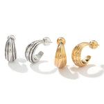 Sculptural Crescent C-Hoop Earrings in 925 Sterling Silver - floysun