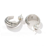 Sculptural Crescent C-Hoop Earrings in 925 Sterling Silver - floysun