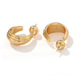 Sculptural Crescent C-Hoop Earrings in 925 Sterling Silver - floysun