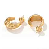 Sculptural Crescent C-Hoop Earrings in 925 Sterling Silver - floysun