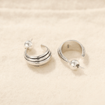 Sculptural Crescent C-Hoop Earrings in 925 Sterling Silver - floysun
