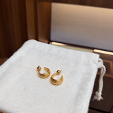 Sculptural Crescent C-Hoop Earrings in 925 Sterling Silver - floysun
