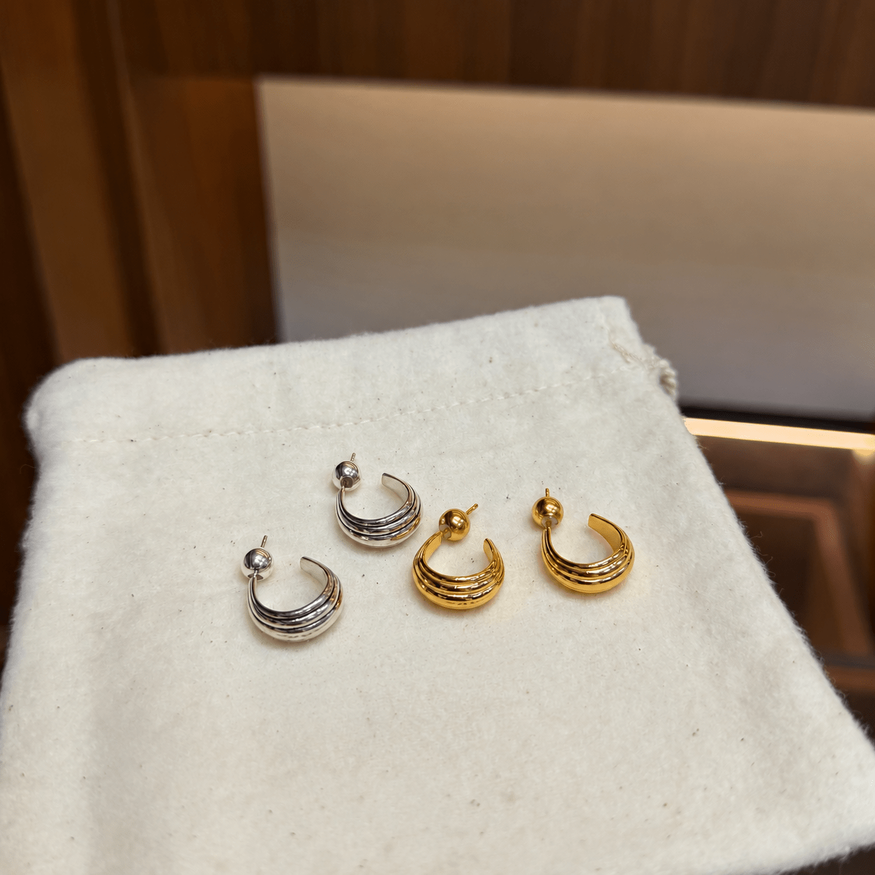 Sculptural Crescent C-Hoop Earrings in 925 Sterling Silver - floysun