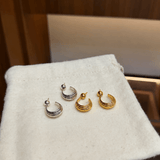 Sculptural Crescent C-Hoop Earrings in 925 Sterling Silver - floysun