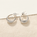 Sculptural Crescent C-Hoop Earrings in 925 Sterling Silver - floysun