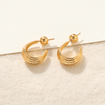 Sculptural Crescent C-Hoop Earrings in 925 Sterling Silver - floysun