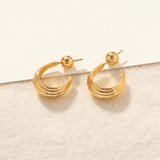 Sculptural Crescent C-Hoop Earrings in 925 Sterling Silver - floysun