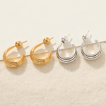 Sculptural Crescent C-Hoop Earrings in 925 Sterling Silver - floysun
