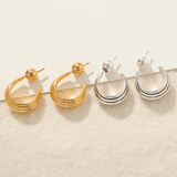 Sculptural Crescent C-Hoop Earrings in 925 Sterling Silver - floysun