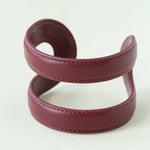 Sculptural Dual - Band Leather Cuff - Bold Minimalist Open Bangle - floysun