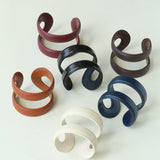 Sculptural Dual - Band Leather Cuff - Bold Minimalist Open Bangle - floysun