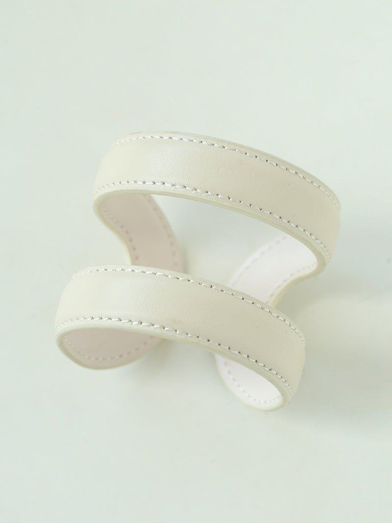 Sculptural Dual - Band Leather Cuff - Bold Minimalist Open Bangle - floysun