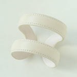 Sculptural Dual - Band Leather Cuff - Bold Minimalist Open Bangle - floysun