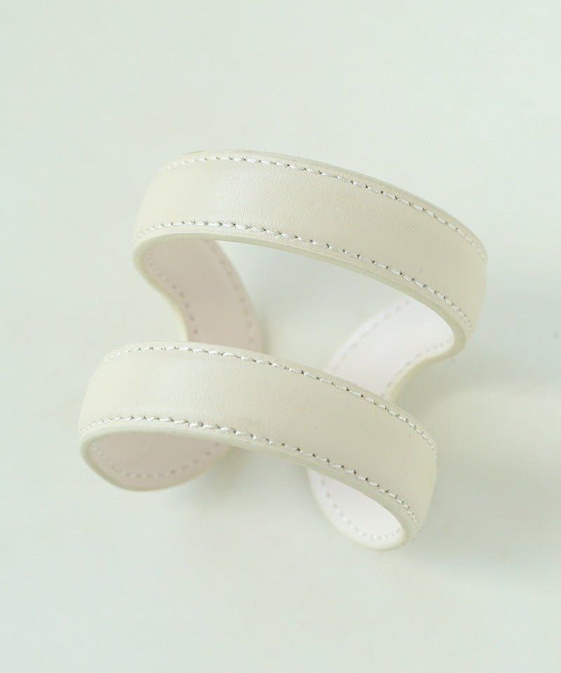 Sculptural Dual - Band Leather Cuff - Bold Minimalist Open Bangle - floysun