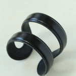 Sculptural Dual - Band Leather Cuff - Bold Minimalist Open Bangle - floysun