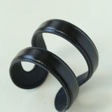 Sculptural Dual - Band Leather Cuff - Bold Minimalist Open Bangle - floysun