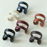 Sculptural Dual - Band Leather Cuff - Bold Minimalist Open Bangle - floysun
