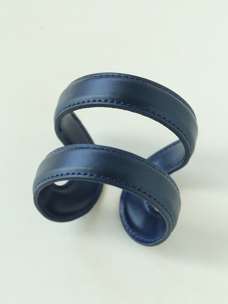 Sculptural Dual - Band Leather Cuff - Bold Minimalist Open Bangle - floysun