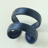 Sculptural Dual - Band Leather Cuff - Bold Minimalist Open Bangle - floysun
