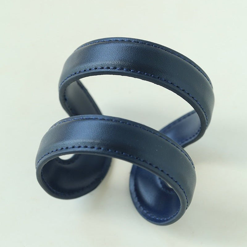 Sculptural Dual - Band Leather Cuff - Bold Minimalist Open Bangle - floysun