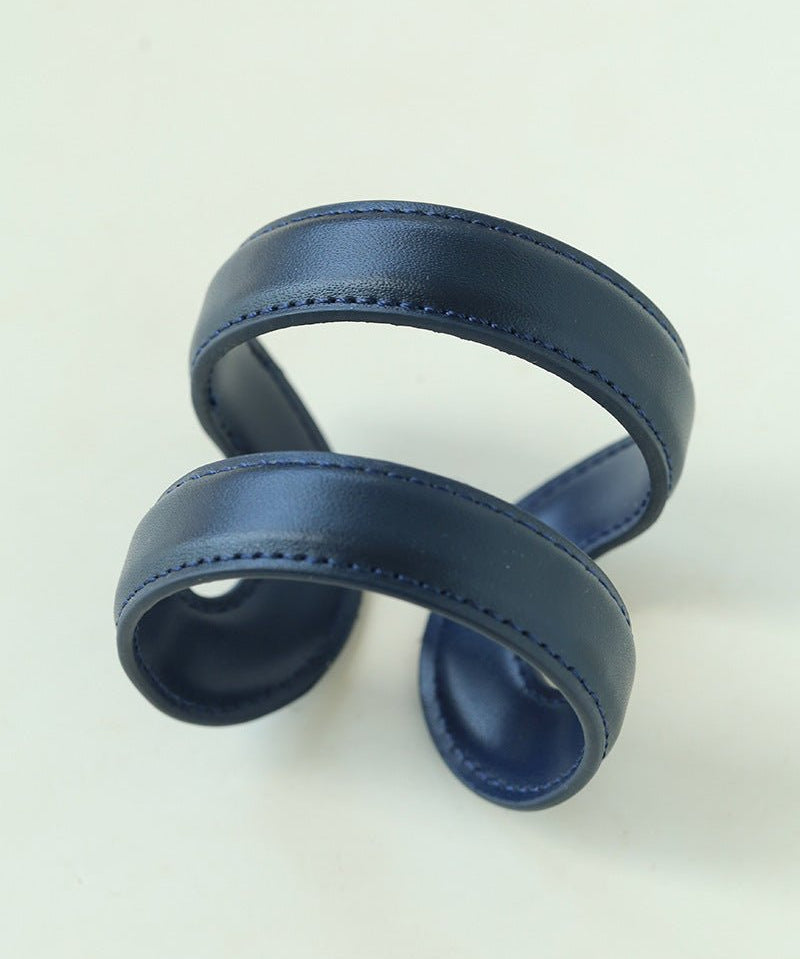 Sculptural Dual - Band Leather Cuff - Bold Minimalist Open Bangle - floysun