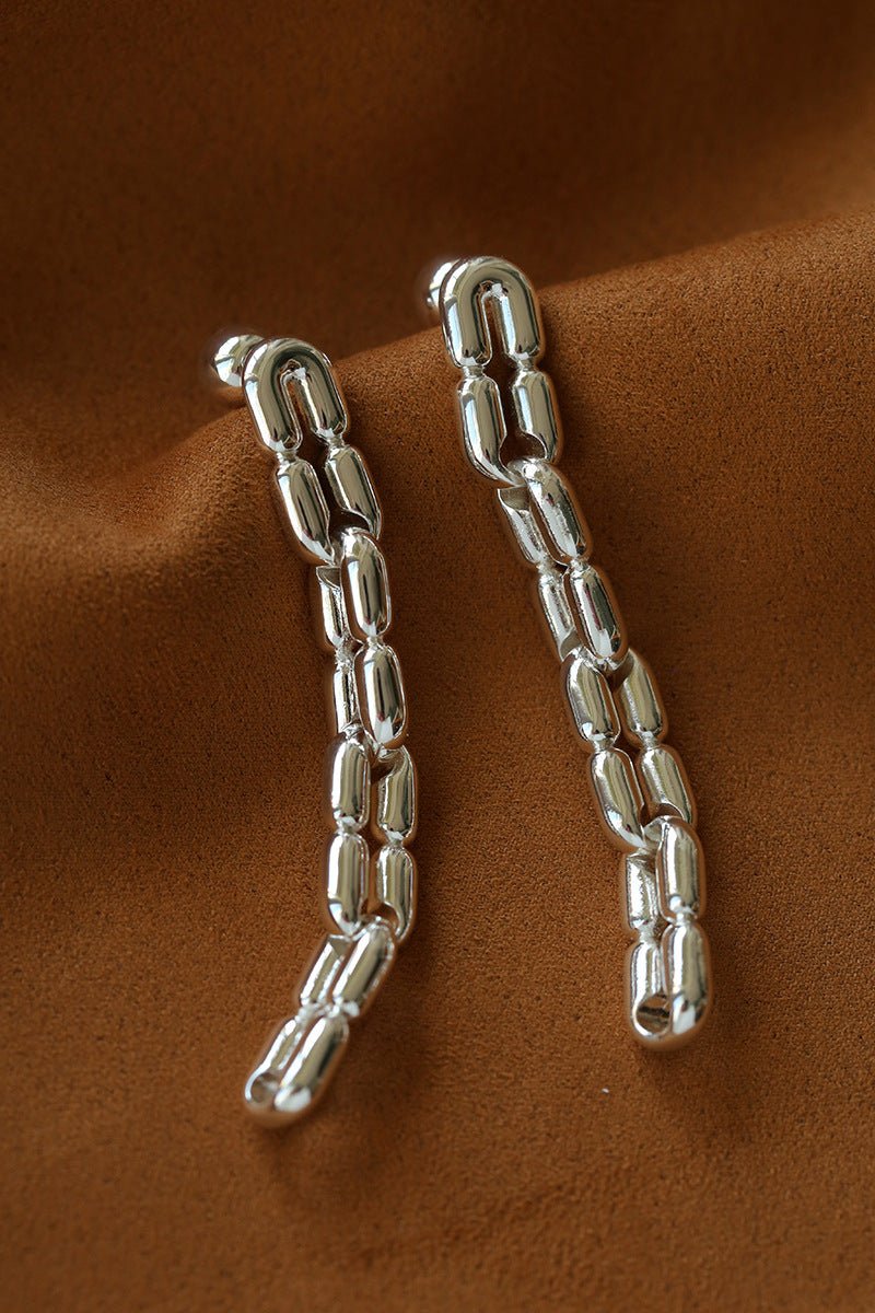 Sculptural Interlocking Link Drop Earrings - floysun