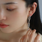 Sculptural Interlocking Link Drop Earrings - floysun