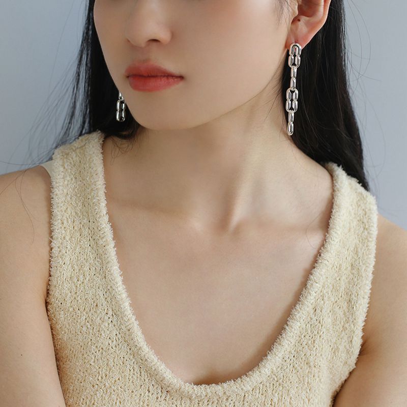 Sculptural Interlocking Link Drop Earrings - floysun