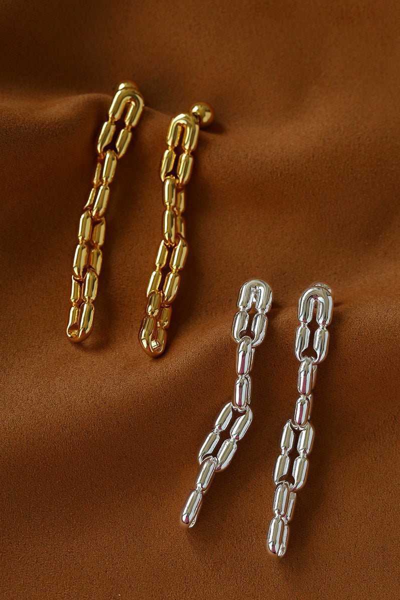 Sculptural Interlocking Link Drop Earrings - floysun