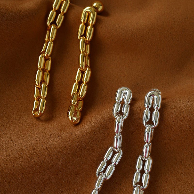 Sculptural Interlocking Link Drop Earrings - floysun