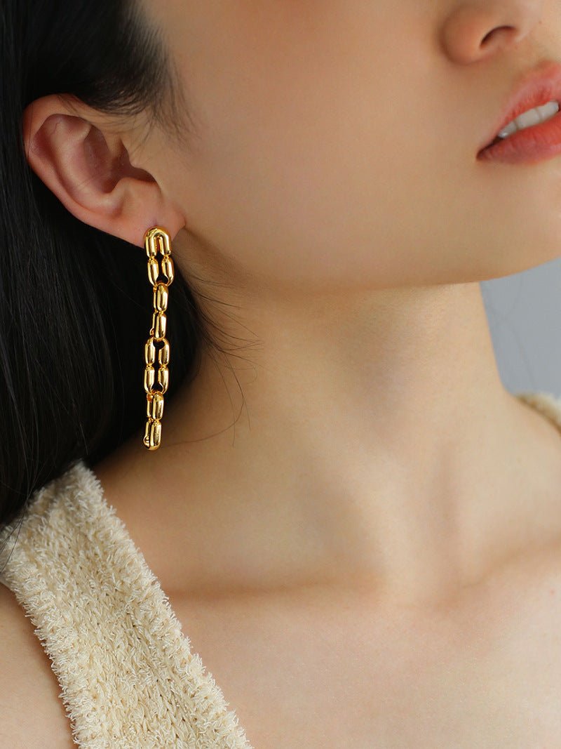 Sculptural Interlocking Link Drop Earrings - floysun
