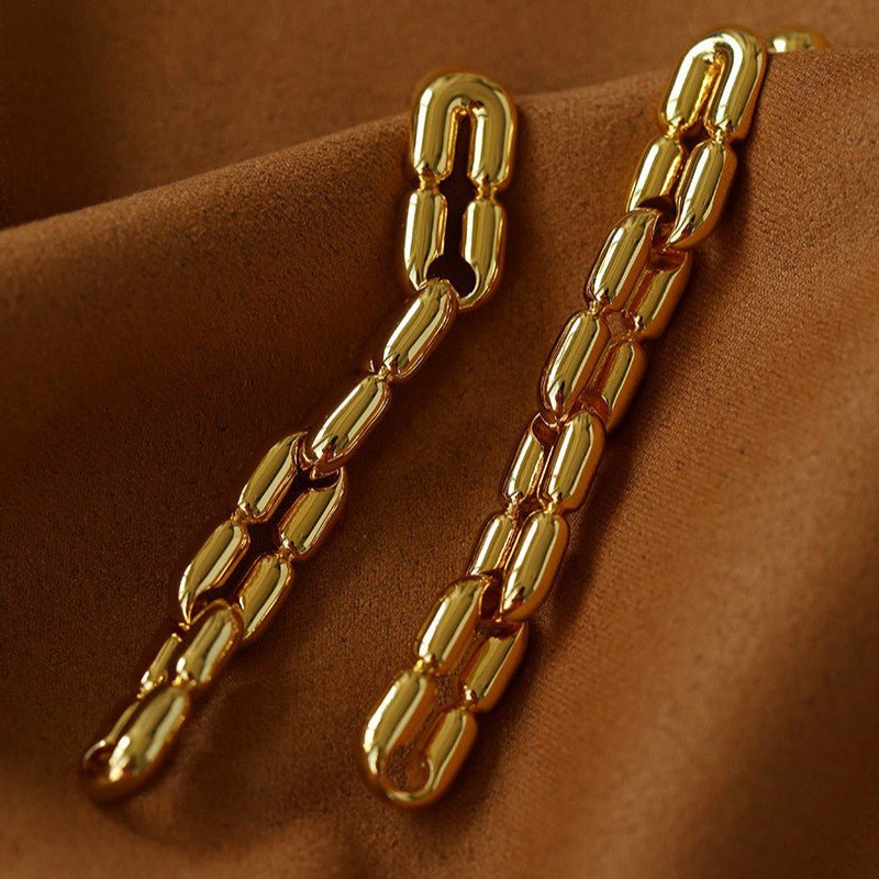 Sculptural Interlocking Link Drop Earrings - floysun