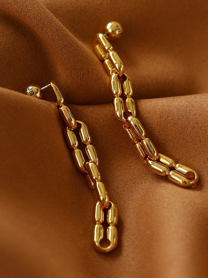 Sculptural Interlocking Link Drop Earrings - floysun