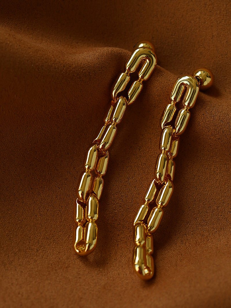 Sculptural Interlocking Link Drop Earrings - floysun