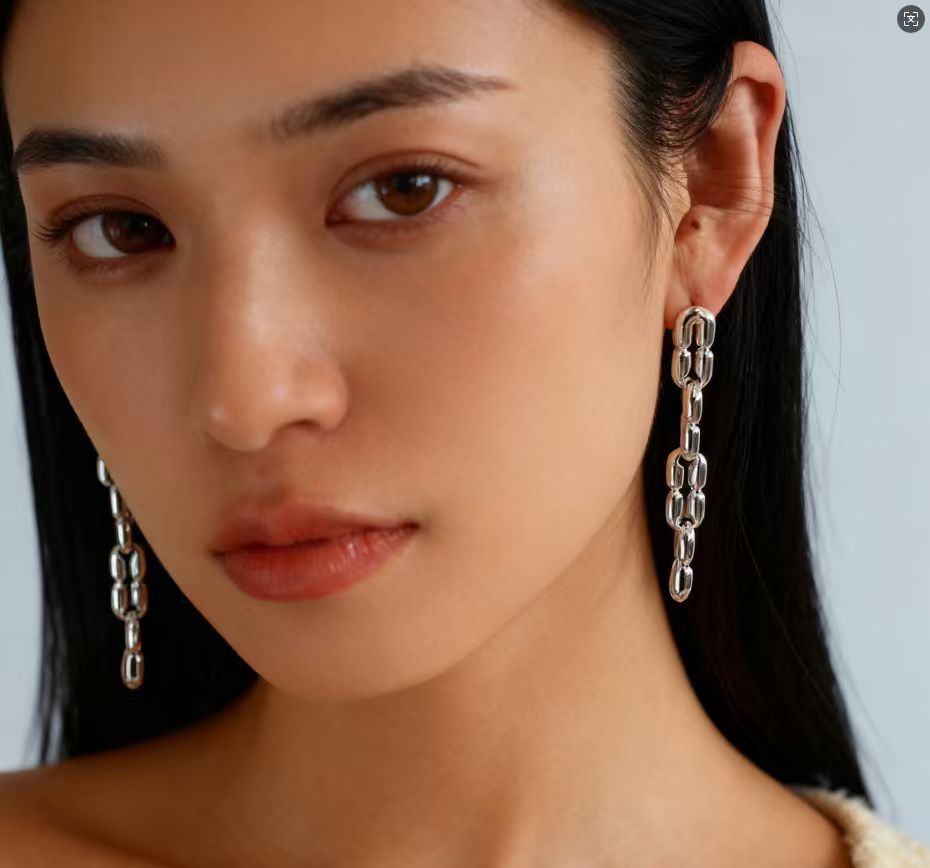Sculptural Interlocking Link Drop Earrings - floysun