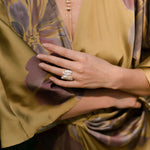 Sculptural Irregular Long Baroque Toothpick Pearls Stretch Beaded Ring - floysun