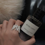 Sculptural Irregular Long Baroque Toothpick Pearls Stretch Beaded Ring - floysun