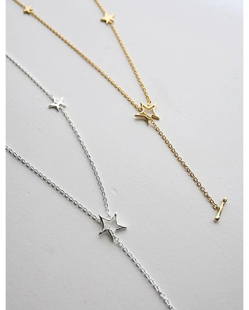 Sculptural Multi-Star Y-Drop Long Necklace - floysun