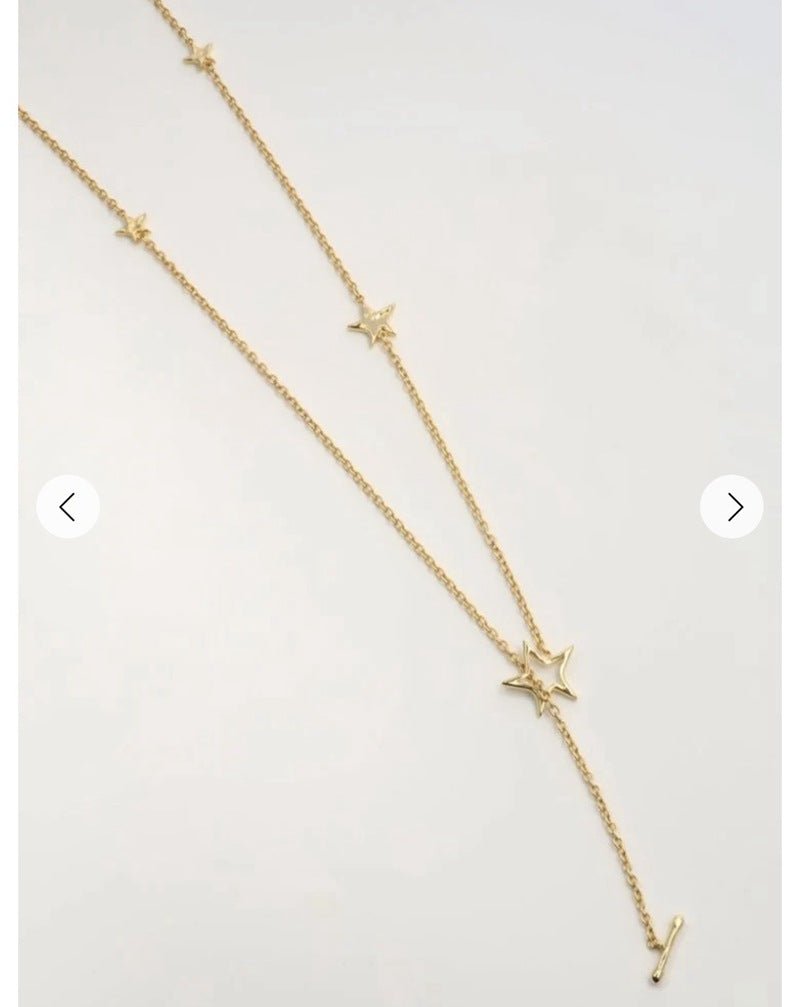 Sculptural Multi-Star Y-Drop Long Necklace - floysun