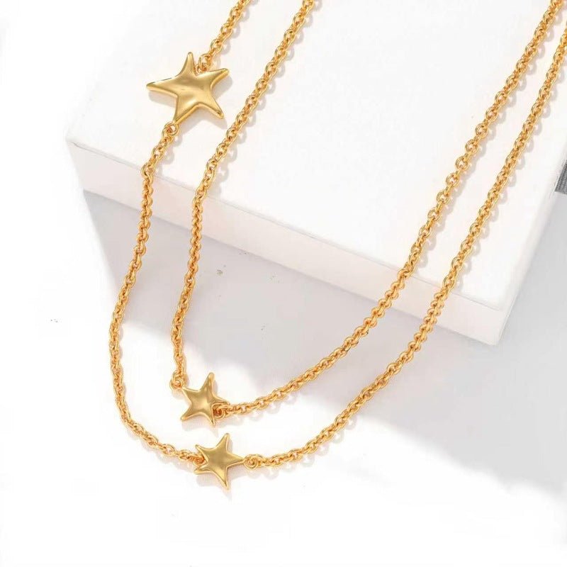 Sculptural Multi-Star Y-Drop Long Necklace - floysun