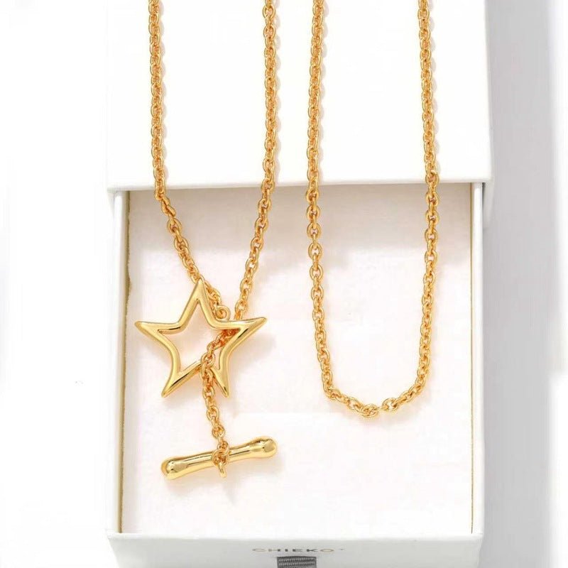 Sculptural Multi-Star Y-Drop Long Necklace - floysun
