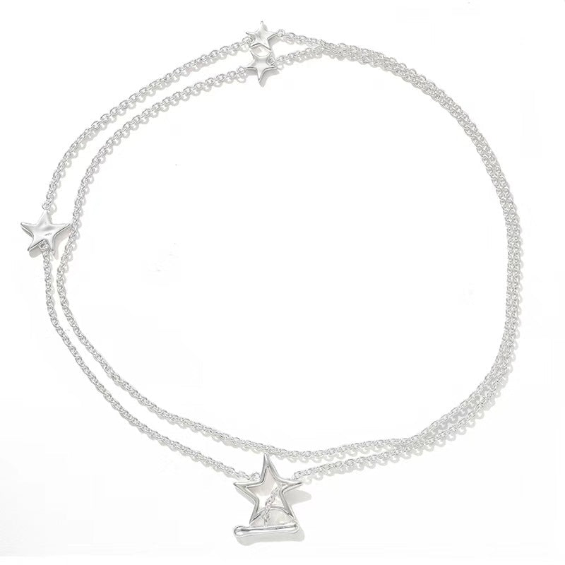 Sculptural Multi-Star Y-Drop Long Necklace - floysun