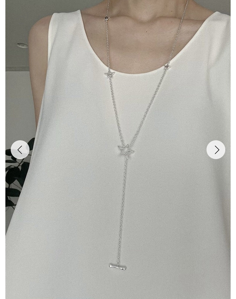 Sculptural Multi-Star Y-Drop Long Necklace - floysun