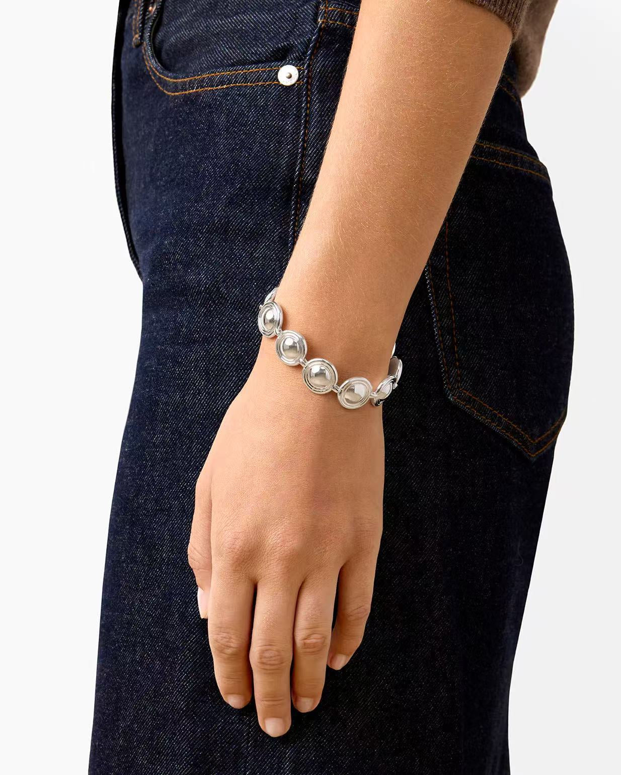 Sculptural Oval Dome Link Bracelet - floysun