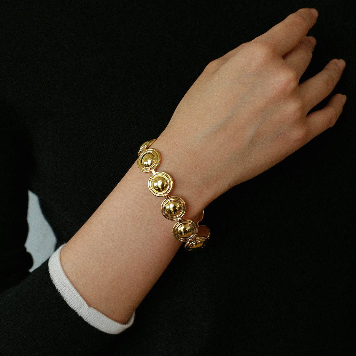 Sculptural Oval Dome Link Bracelet - floysun