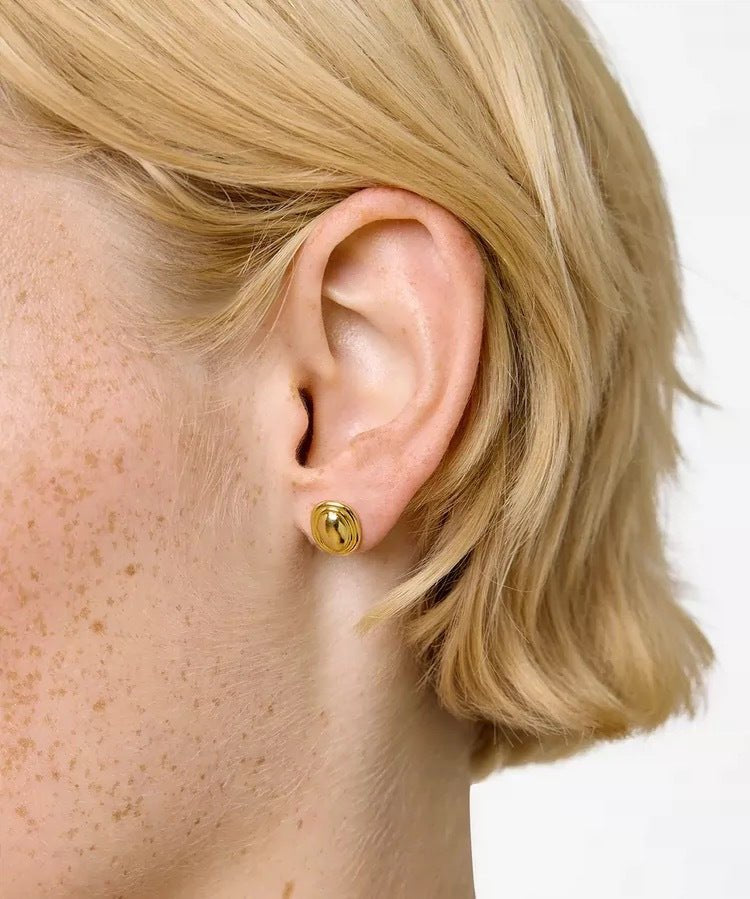 Sculptural Oval Dome Stud Earrings - floysun