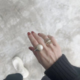 Sculptural Pyramid Stud Band Ring - floysun