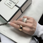 Sculptural Pyramid Stud Band Ring - floysun